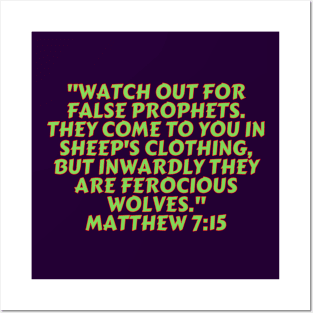 Bible Verse Matthew 7:15 Posters and Art